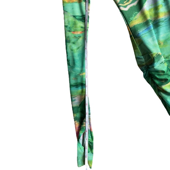 AFRM Mirza Mini Dress Long Sleeve Mesh Green Thumbhole Size XS - Picture 7 of 9